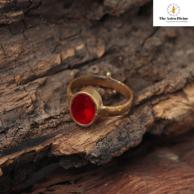 Natural Burma Ruby Manik Ashtadhatu Adjustable Ring