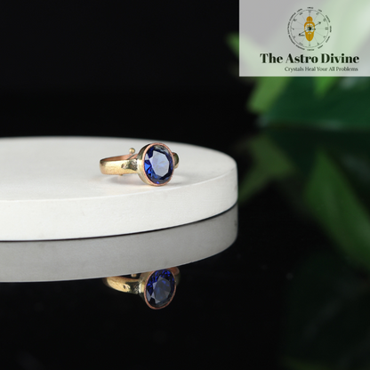 Natural Blue Sapphire Neelam Ashtadhatu Adjustable Ring