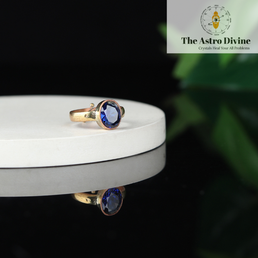 Natural Blue Sapphire Neelam Ashtadhatu Adjustable Ring