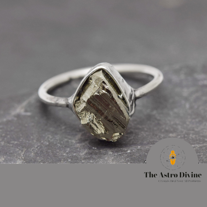 Natural Pyrite Sterling Silver Wealth Charm Ring