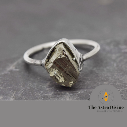 Natural Pyrite Sterling Silver Wealth Charm Ring