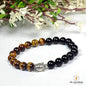 Natural Tiger Eye & Tourmaline Turtle Good Luck Charm Bracelet