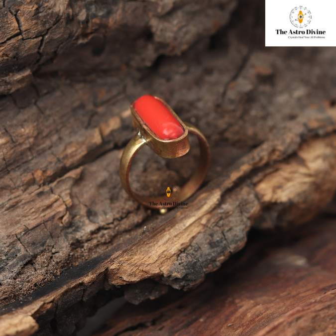 Natural Red Coral Moonga Ashtadhatu Adjustable  Ring