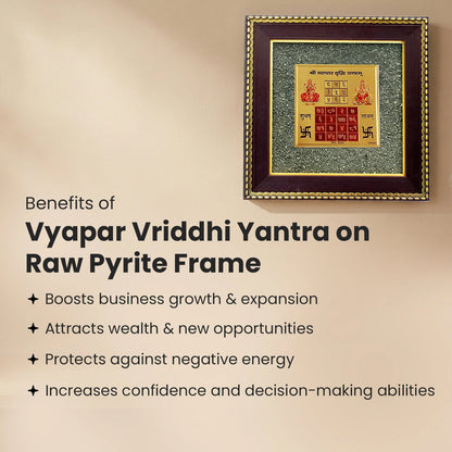 Vyapar Vriddhi Yantra Raw Pyrite Crystal Artwork – Wealth & Success Wall Frame