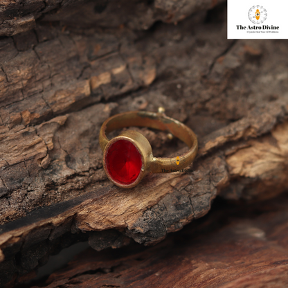 Natural Burma Ruby Manik Ashtadhatu Adjustable Ring