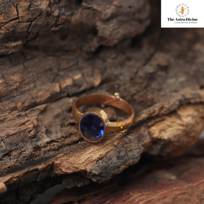 Natural Blue Sapphire Neelam Ashtadhatu Adjustable Ring