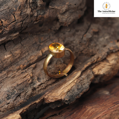 Natural Yellow Sapphire Pukhraj Ashtadahtu Adjustable Ring