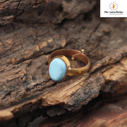 Natural Turquoise Feroza Ashtadhatu Adjustable Ring