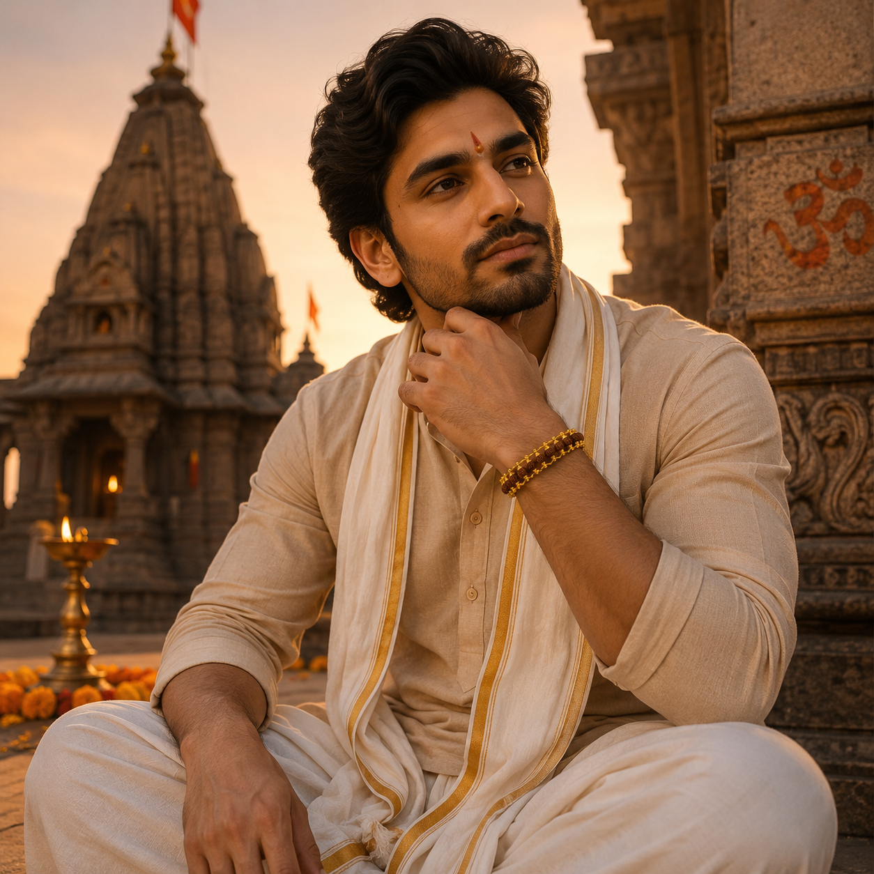 Luxury Gold Plated Rudraksha Bracelet | Sacred Energy Edition