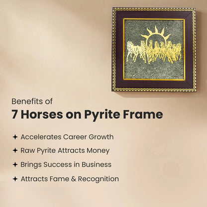 7 Horses Raw Pyrite Crystal Artwork – Wealth & Success Wall Frame