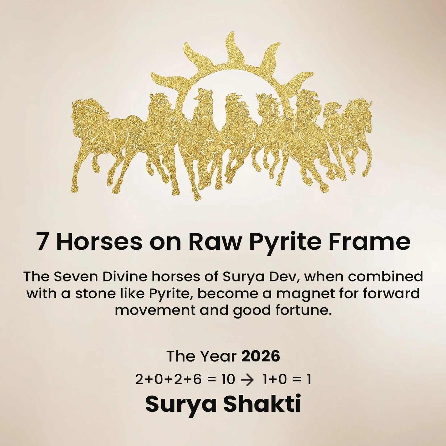 7 Horses Raw Pyrite Crystal Artwork – Wealth & Success Wall Frame